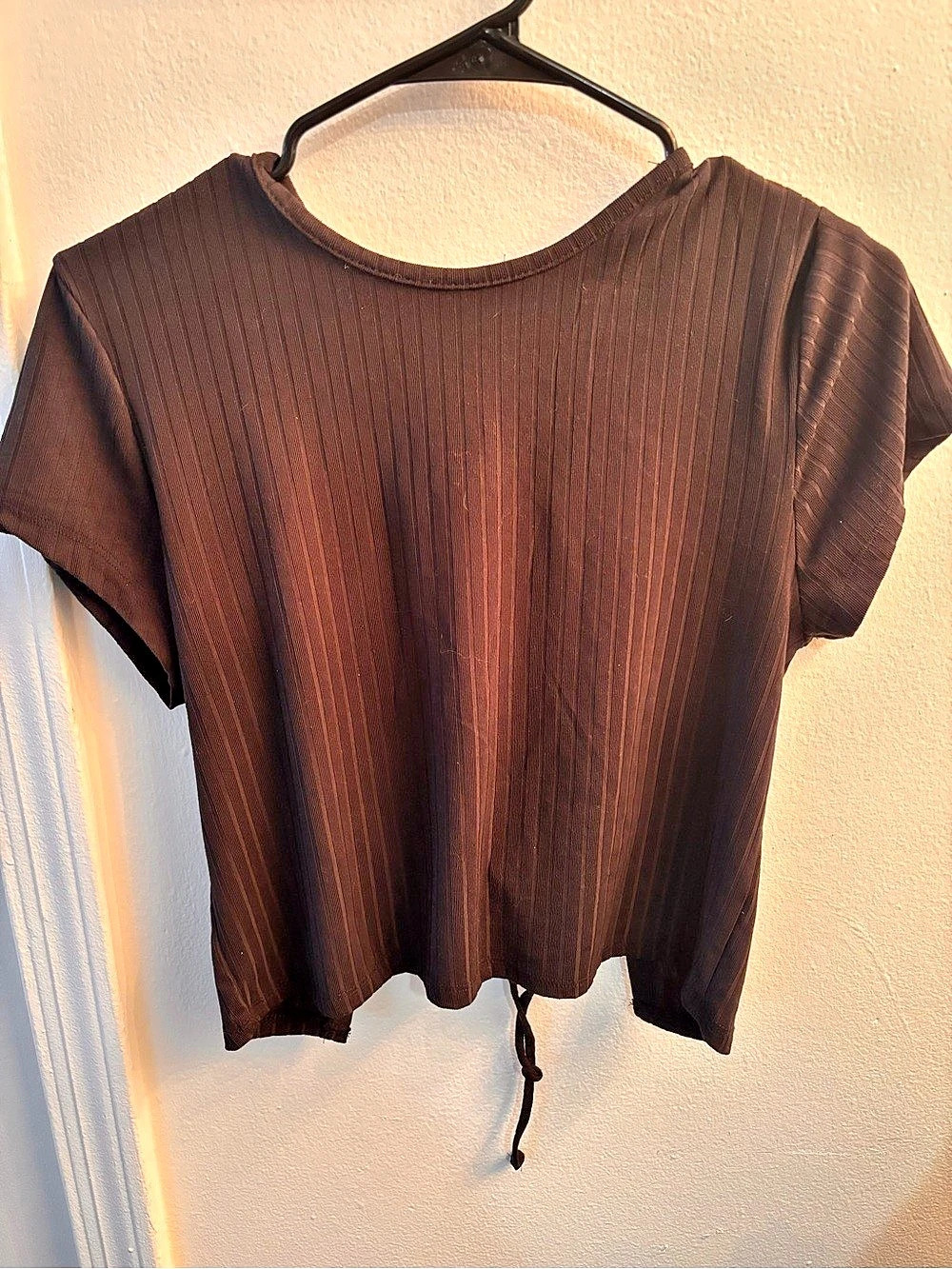 Black Open Back Cropped Short Sleeve